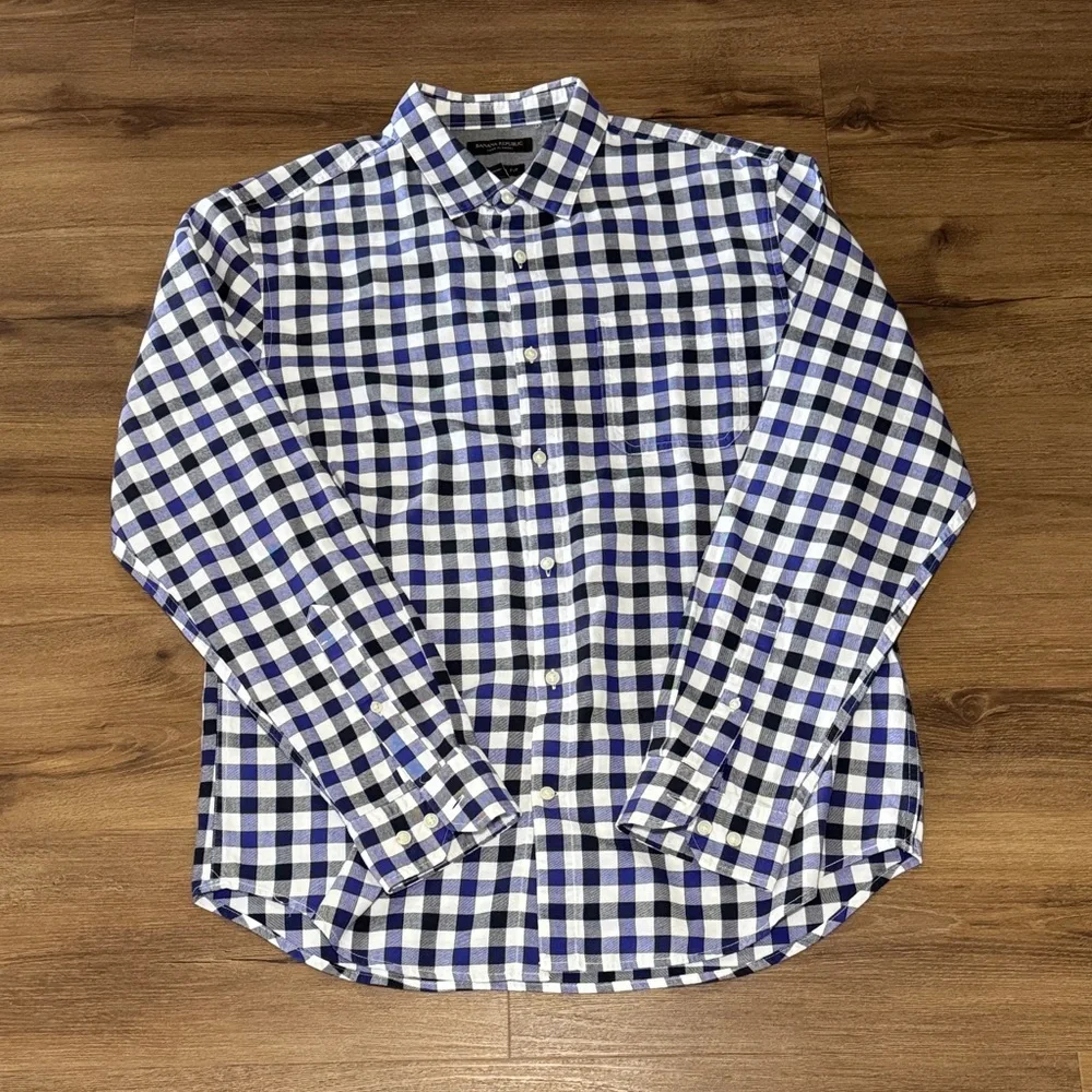 Men's Banana Republic Luxe Flannel Camden Fit Plaid Shirt. Size L